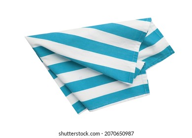 Folded kitchen cloth,dish towel. Food advertisement design napkin. Blu and white striped dishcloth. Cooking decor element. - Shutterstock ID 2070650987