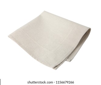 Folded Kitchen Towel Isolated.Beige Cloth.