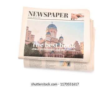 Folded Newspapers On White Background