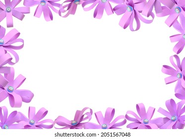 A Folded Paper Flower Border Frame With Clipping Path