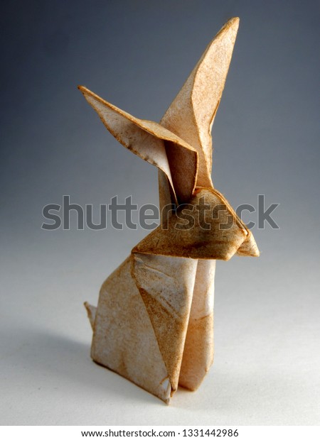 Folded Paper Rabbit Bunny Manner Origami Stock Photo Edit