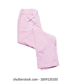 Folded Pink Sport Pants Close Up Isolated