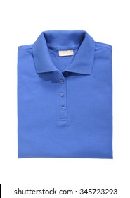 Folded Polo Shirt Royal Blue Isolated On White