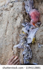 Folded Prayers In Jerusalem's Western Wall