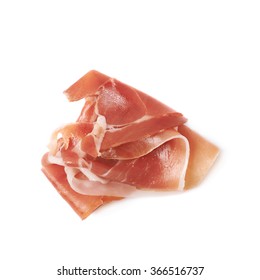 Folded Prosciutto Ham Slice Isolated