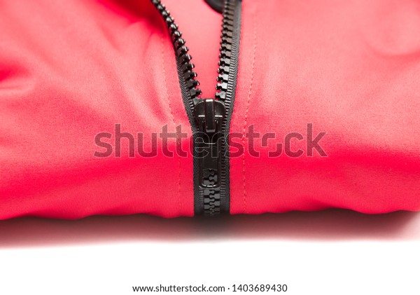 red zip up windbreaker