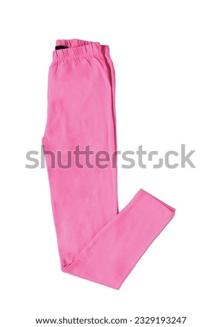 Folded rose trousers on an elastic band. Isolated image on a white background. Nobody. 