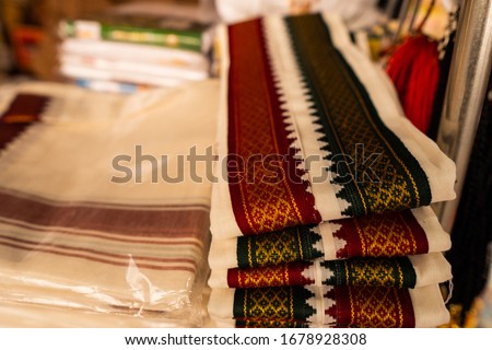 Folded Silk Dhoti in the stall