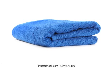 Folded soft terry towel isolated on white