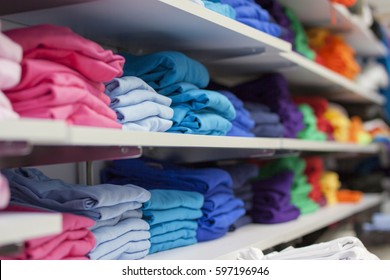 Folded Tshirts In A Shop