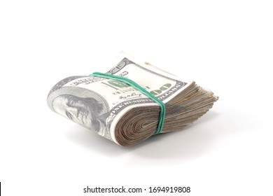 folded wad of money isolated - Shutterstock ID 1694919808