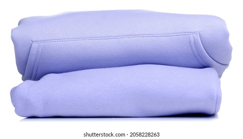 Folded warm clothes hoodie and pants on white background isolation - Shutterstock ID 2058228263