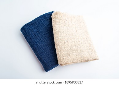 Folded washed linen cotton fabric