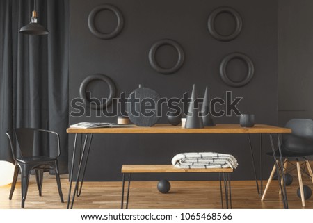 Similar – Image, Stock Photo A warm moody room, wooden guesthouse, messy sheets, two beds