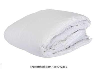 Folded White Duvet Cover On White Isolated Background