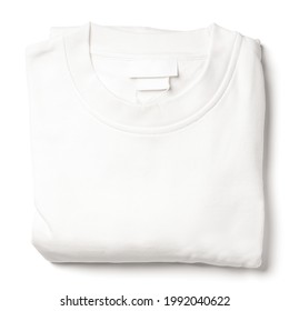 Folded White Sweatshirt Isolated On White Background