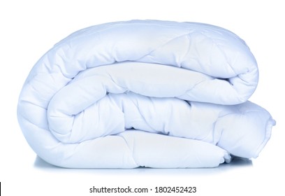 Folded White Warm Duvet Cover On White Background Isolation