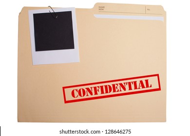 A folder labeled "CONFIDENTIAL" with a blank clipped to it