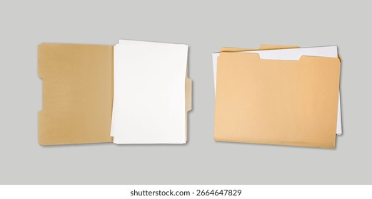 Folder open document envelope on desk