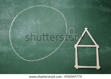 folderable ruler form a house shape with thinking bubble