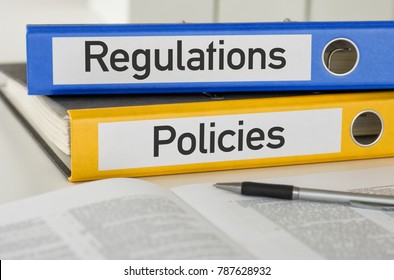 Folders with the label Regulations and Policies - Shutterstock ID 787628932
