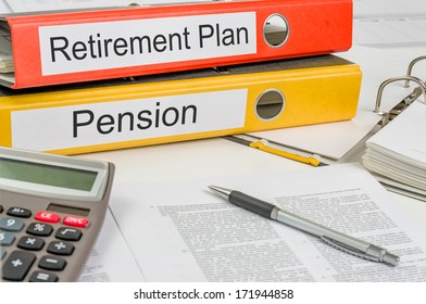 Folders With The Label Retirement Plan And Pension