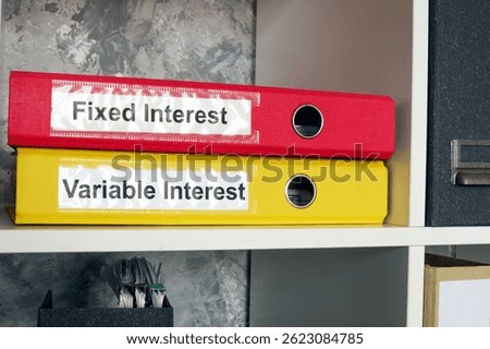 Folders labeled fixed and variable interest. Loan management.