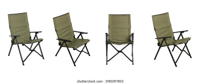 Folding Camp Chair Isolated On White Background.