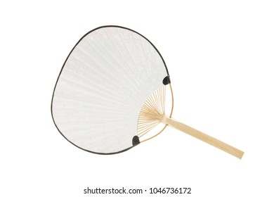 Folding Fan Isolated On White Background. Traditional Japanese Paper Fan.