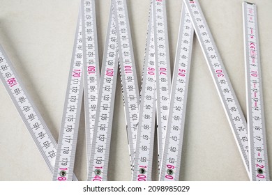 A Folding Meterstick Carpenter's Rule. Folding Ruler For Measuring Distances 