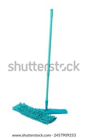 Folding mop with microfiber close-up isolated on white background