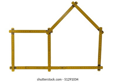 Folding ruler house with garage, isolated - Shutterstock ID 51291034
