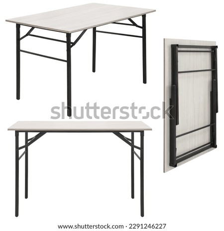 Folding table. Element of the interior. Isolated from the background. View from different angles