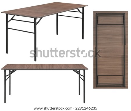 Folding table. Element of the interior. Isolated from the background. View from different angles