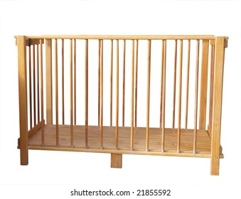 Folding Wooden Cot Isolated