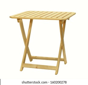 Folding Wooden Table On A White Background