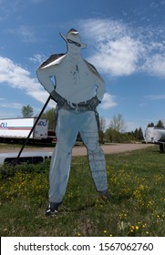 FOLEY, MINNESOTA / USA - MAY 12, 2017: Roadside attraction sculpture of the more than life-size cutout of the Lone Ranger 