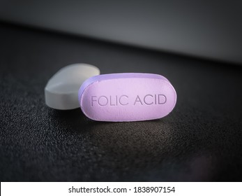 Folic Acid Folate Vitamin B9 Or Folacin Pill Dietary Supplement Used To Treat Anemia Caused By Folate Deficiency