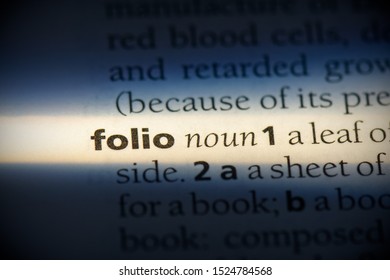 Folio Word In A Dictionary. Folio Concept, Definition.