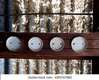 Folk Art On The Tin Ceiling Of Old Shed 