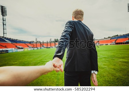 Similar – Image, Stock Photo Football field romance