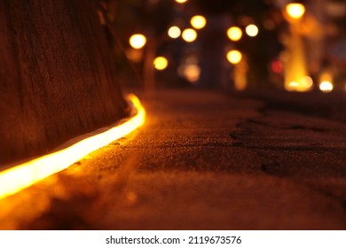 Follow The Path Of LED Light At Street