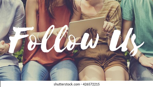 Follow Us Sharing Social Media Networking Internet Online Concept