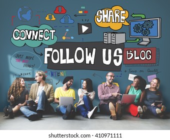 Follow Us Social Media Connection Followers Concept