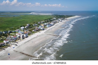 Folly Beach & Morris Island Lighthouse Aerial Photo