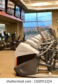 FOLSOM, CA, USA - MAY 23, 2018: Interior Of A Lifetime Fitness Gym. 