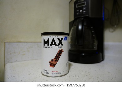 Fond Du Lac, Wisconsin / USA - September 23rd, 2019: Maxwell House Indulge Coffee Drink Mix, Mocha. MAX