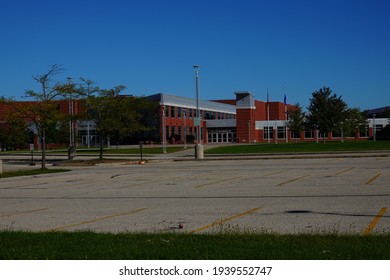 Fond Du Lac, Wisconsin USA - July 18th, 2019: Fond Du Lac High School Is A Public School Stand Empty During Summer Vacation. 