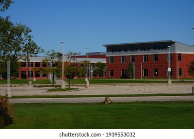 Fond Du Lac, Wisconsin USA - July 18th, 2019: Fond Du Lac High School Is A Public School Stand Empty During Summer Vacation. 