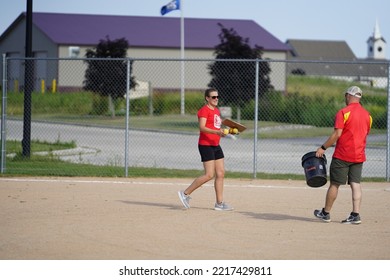 Fond Du Lac, Wisconsin USA - August 2nd, 2019: A Family Baseball Outing Took Place At The Public Community Park.